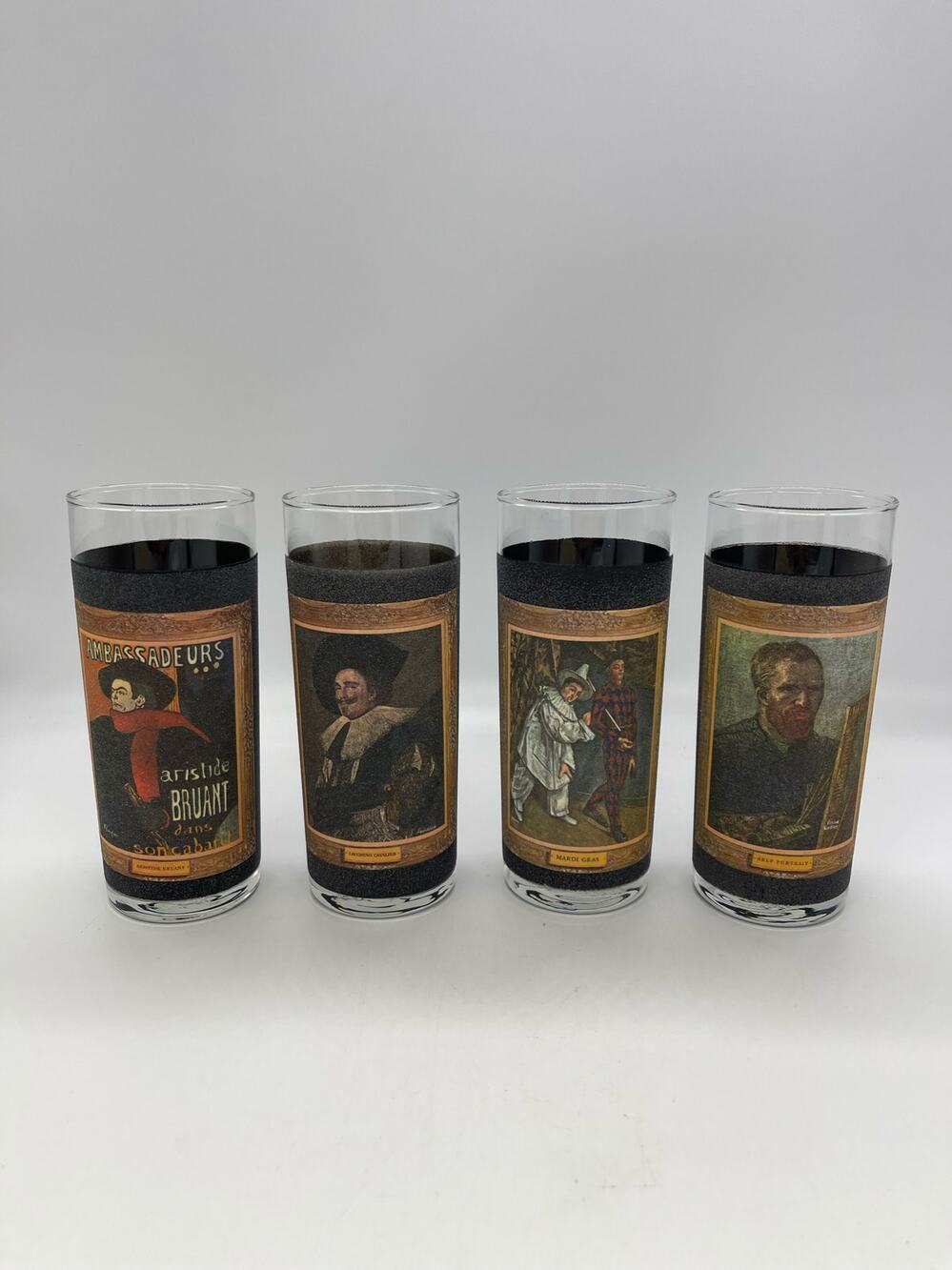 Set of 4 Libbey Jim Beam Vintage Art Collector Series High Ball Glasses